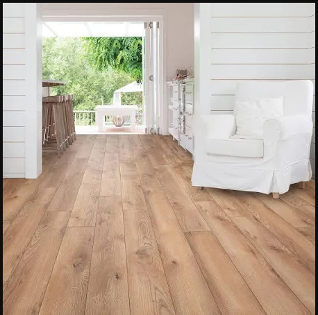 Flooring in Light Wood Color with White Trim (Also Good)