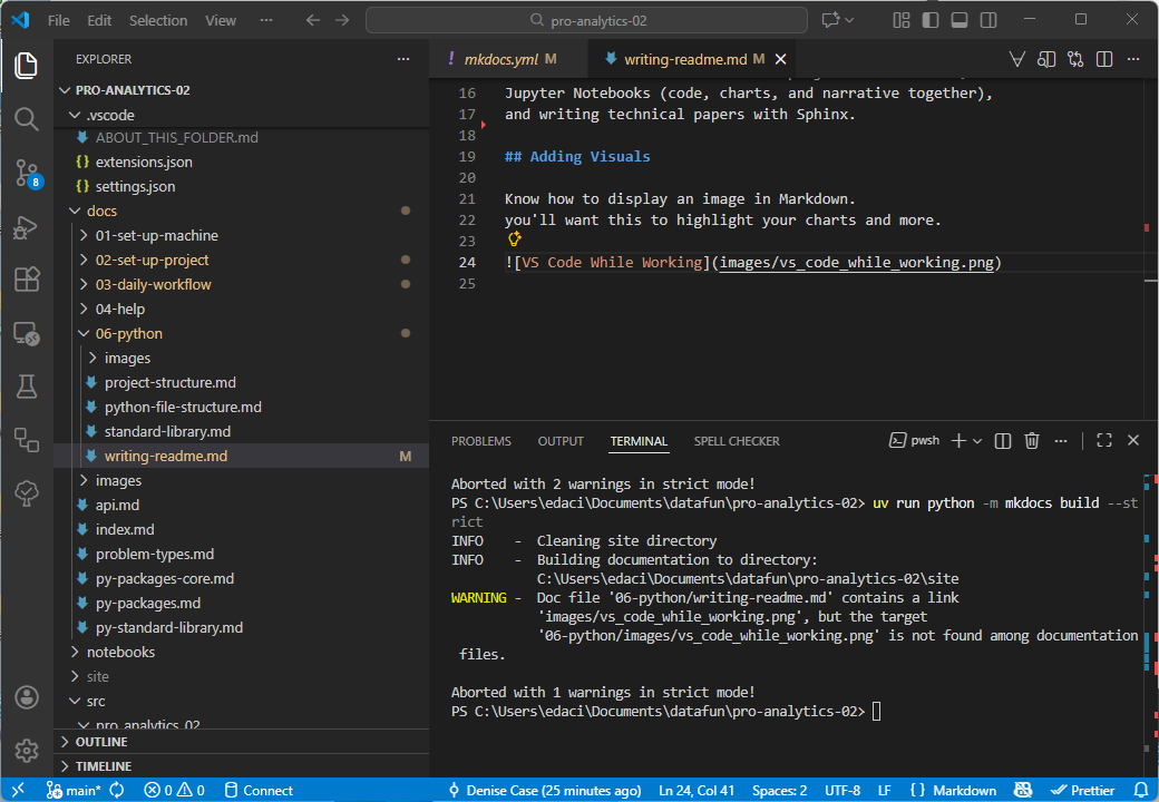 VS Code While Working